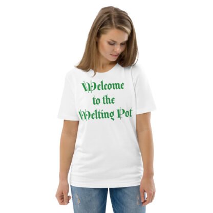 Welcome to the Melting Pot Unisex Organic Cotton T-shirt - Image 2